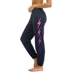 Aviator Nation Ombré Bolt 4 Sweatpants Charcoal Grey Neon Pink Medium